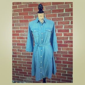 Merona 3/4 Sleeve Button Cuff Chambray XS Dress